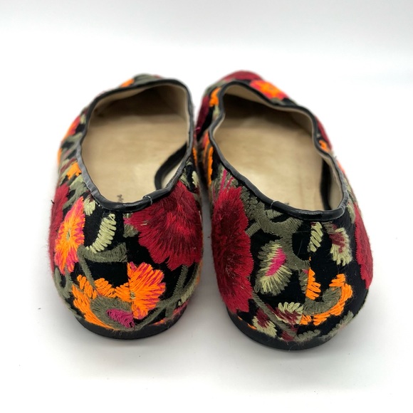 George J. Love Black Floral Embroidered Flats EU 40 Pointed Toe - Picture 8 of 9